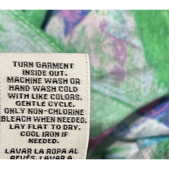 Zac & Rachel OTS Top Blouse Size 1X Blue Green Floral Smocked - Picture 7 of 7